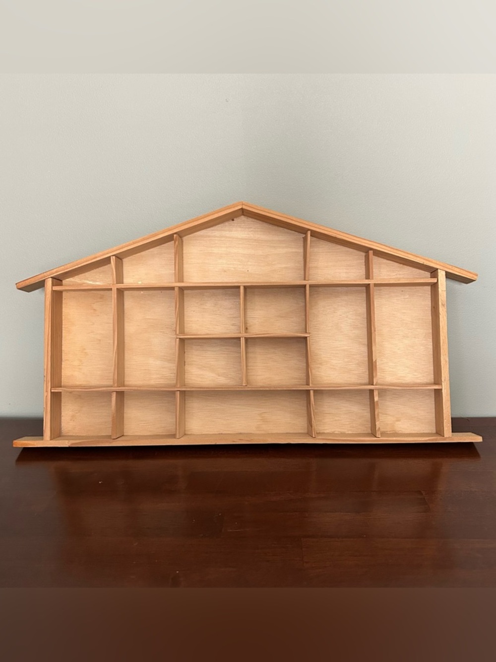 Vintage Wooden House Shelf Trinket Display Handmade Cottagecore Wall Shelf Curio